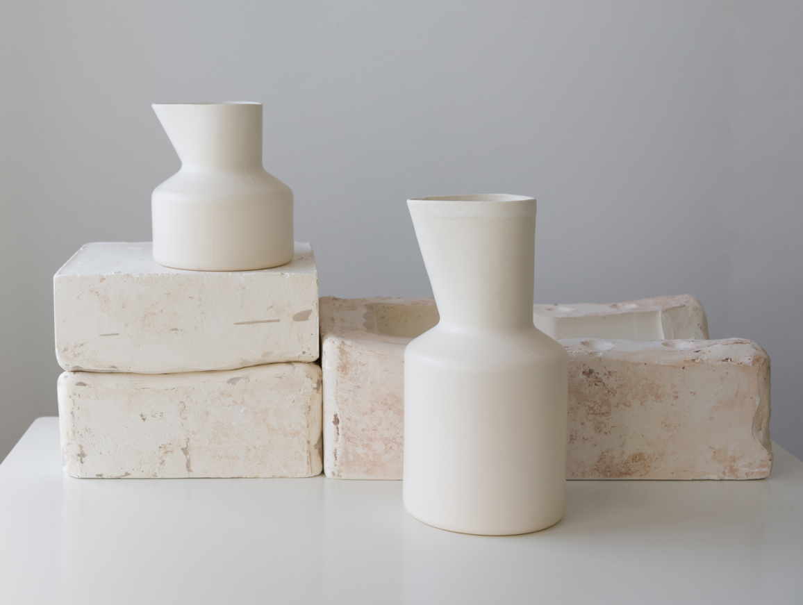 Beak Series – Shorty and Tall Carafe shown with slip cast moulds.
