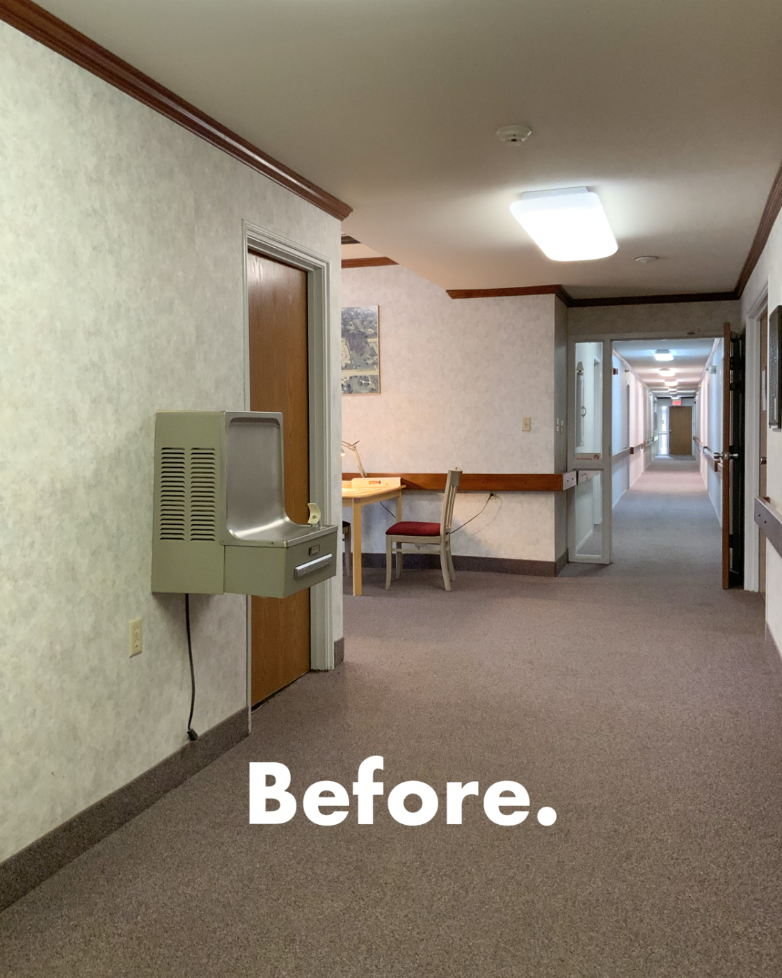 View from halfway before renovation. Wall on left was opened up.